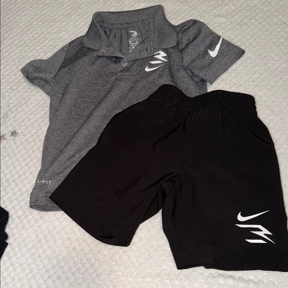 Nike Dark Gray Polo Shirt and Shorts set